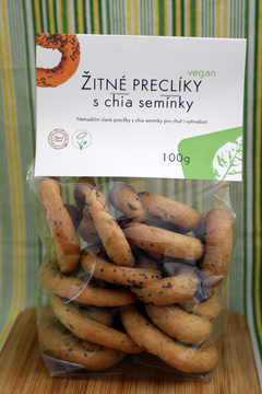 Žitné preclíky s chia semínky 100g Bazalka HK